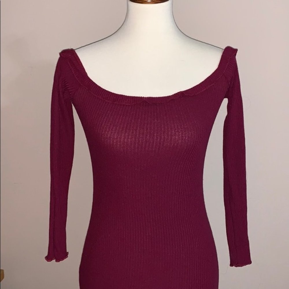 Lucy in the Sky Los‎ Angeles Ribbed Dress Maroon Sm